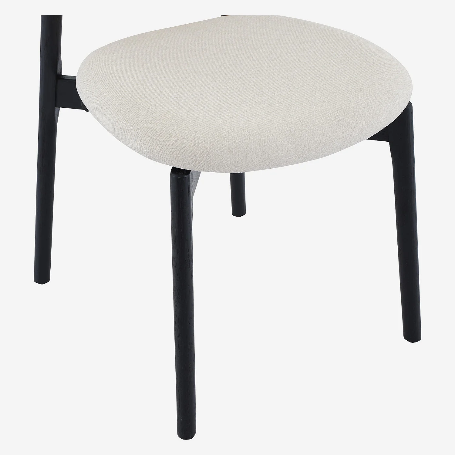 Lot de 2 chaises en tissu texturé et chêne massif noir - Écru - 4