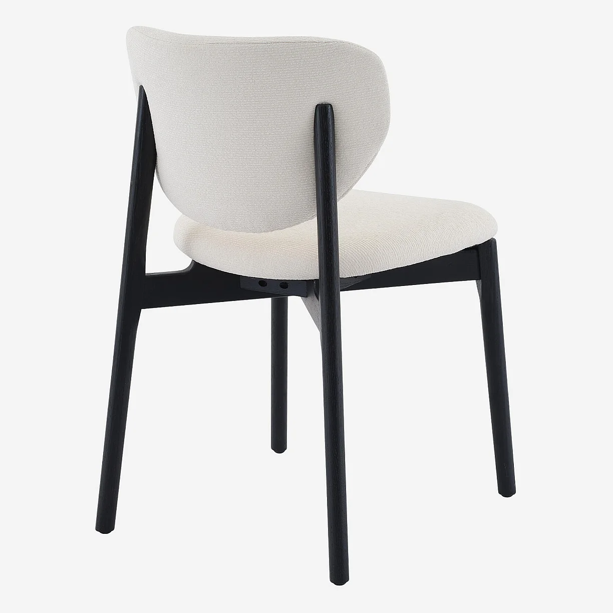 Lot de 2 chaises en tissu texturé et chêne massif noir - Écru - 6