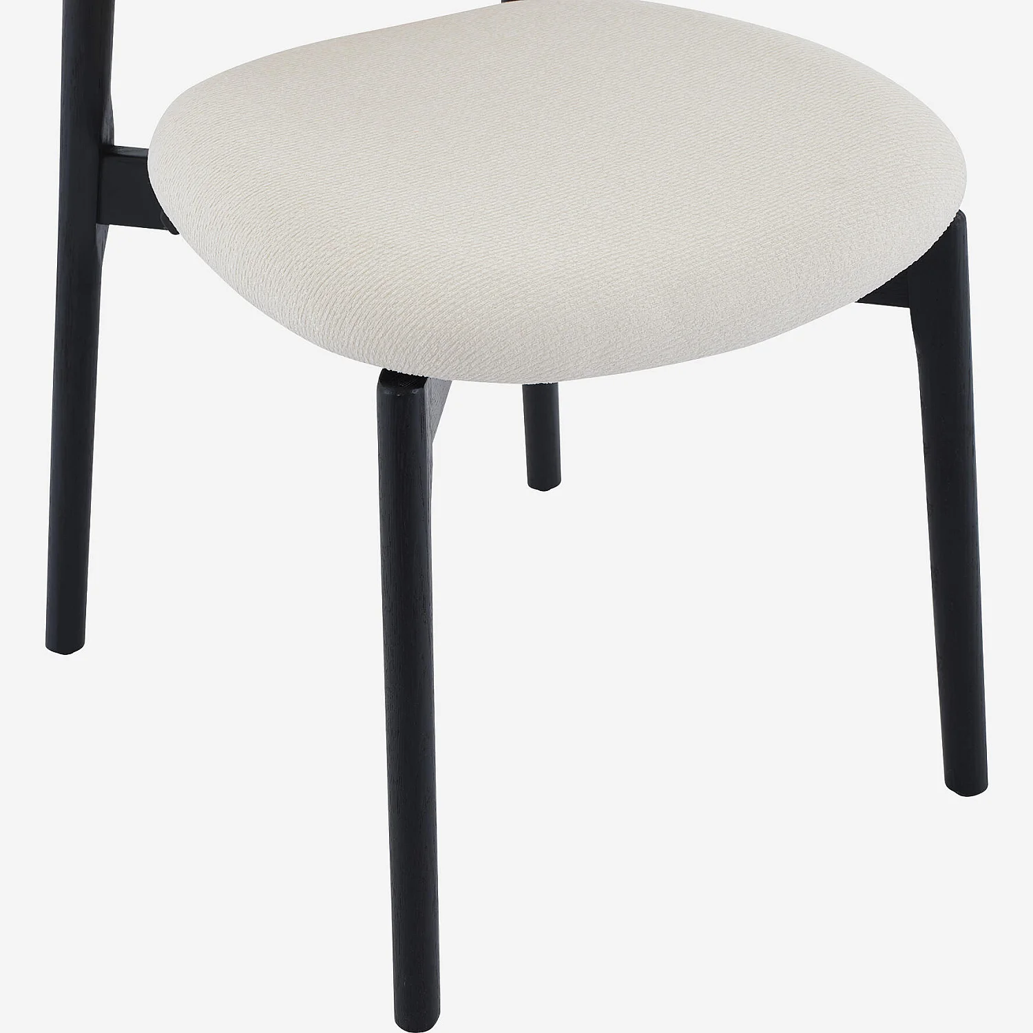 Set aus 2 Stühlen aus strukturiertem Stoff und massiver schwarzer Eiche - Creme - 4