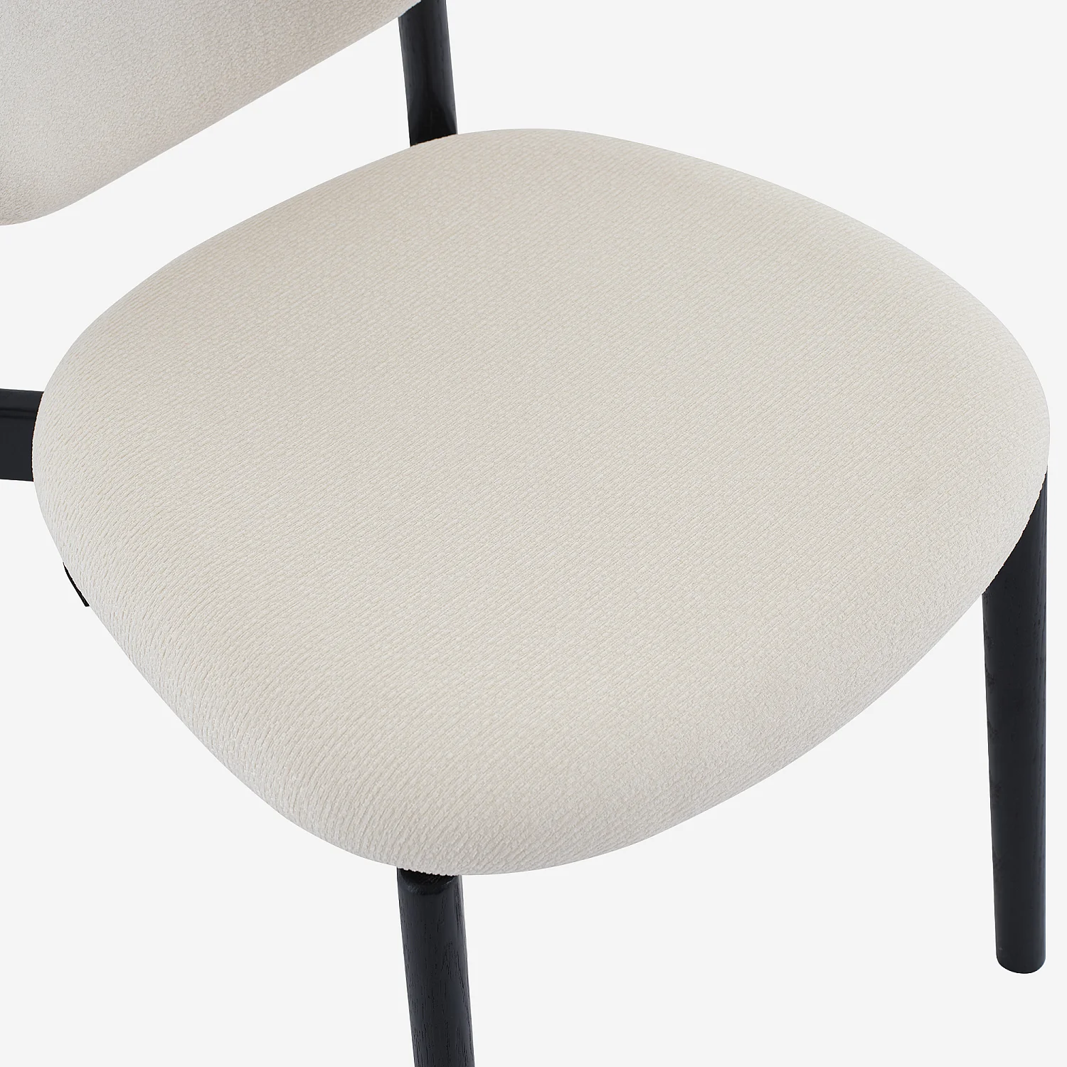 Set aus 2 Stühlen aus strukturiertem Stoff und massiver schwarzer Eiche - Creme - 3