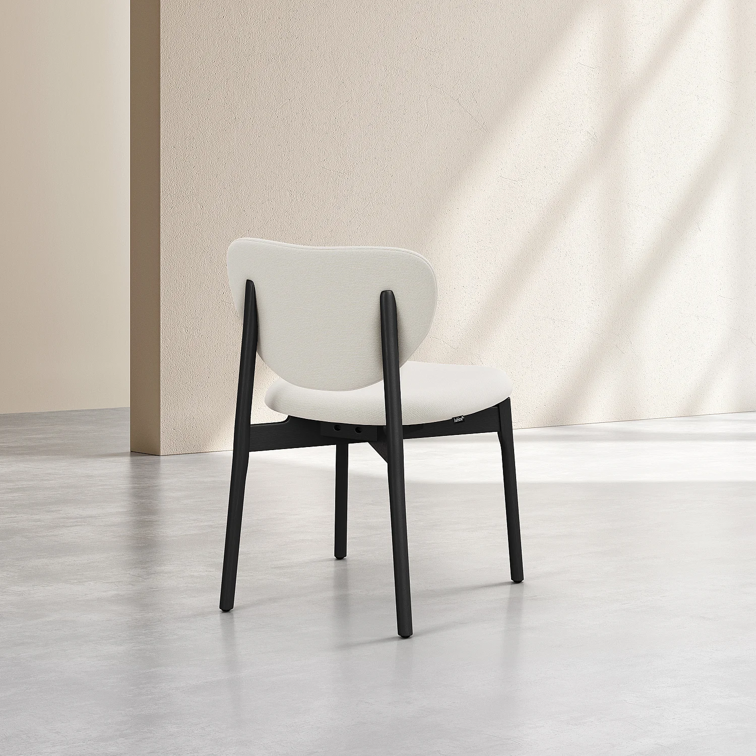 Set di 2 sedie in tessuto testurizzato e quercia massello nero - Ecru - 6