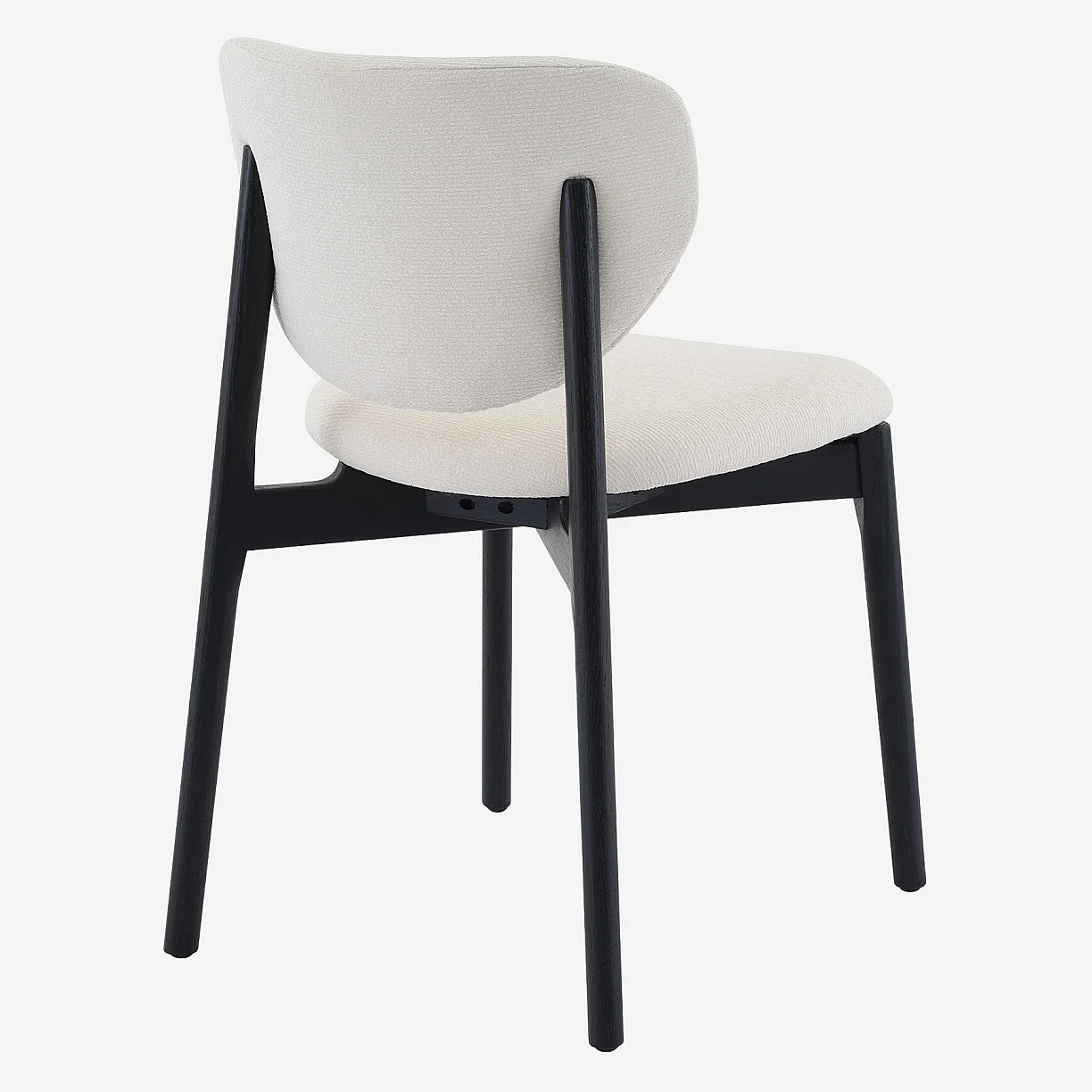Set aus 2 Stühlen aus strukturiertem Stoff und massiver schwarzer Eiche - Creme - 6