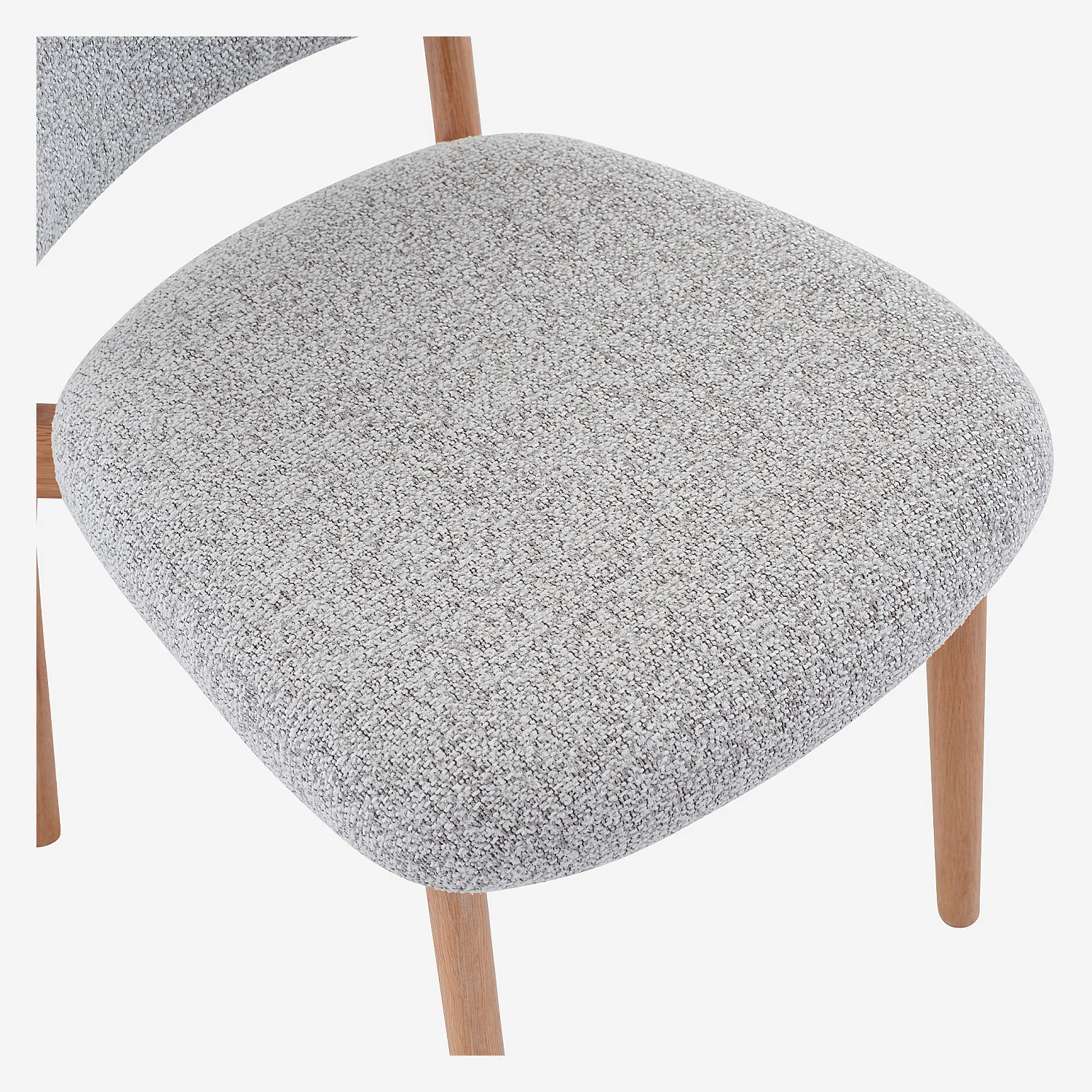 Lot de 2 chaises en tissu texturé et chêne massif - Gris chiné - 2