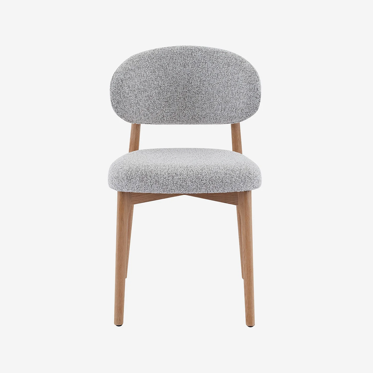 Lot de 2 chaises en tissu texturé et chêne massif - Gris chiné - 4