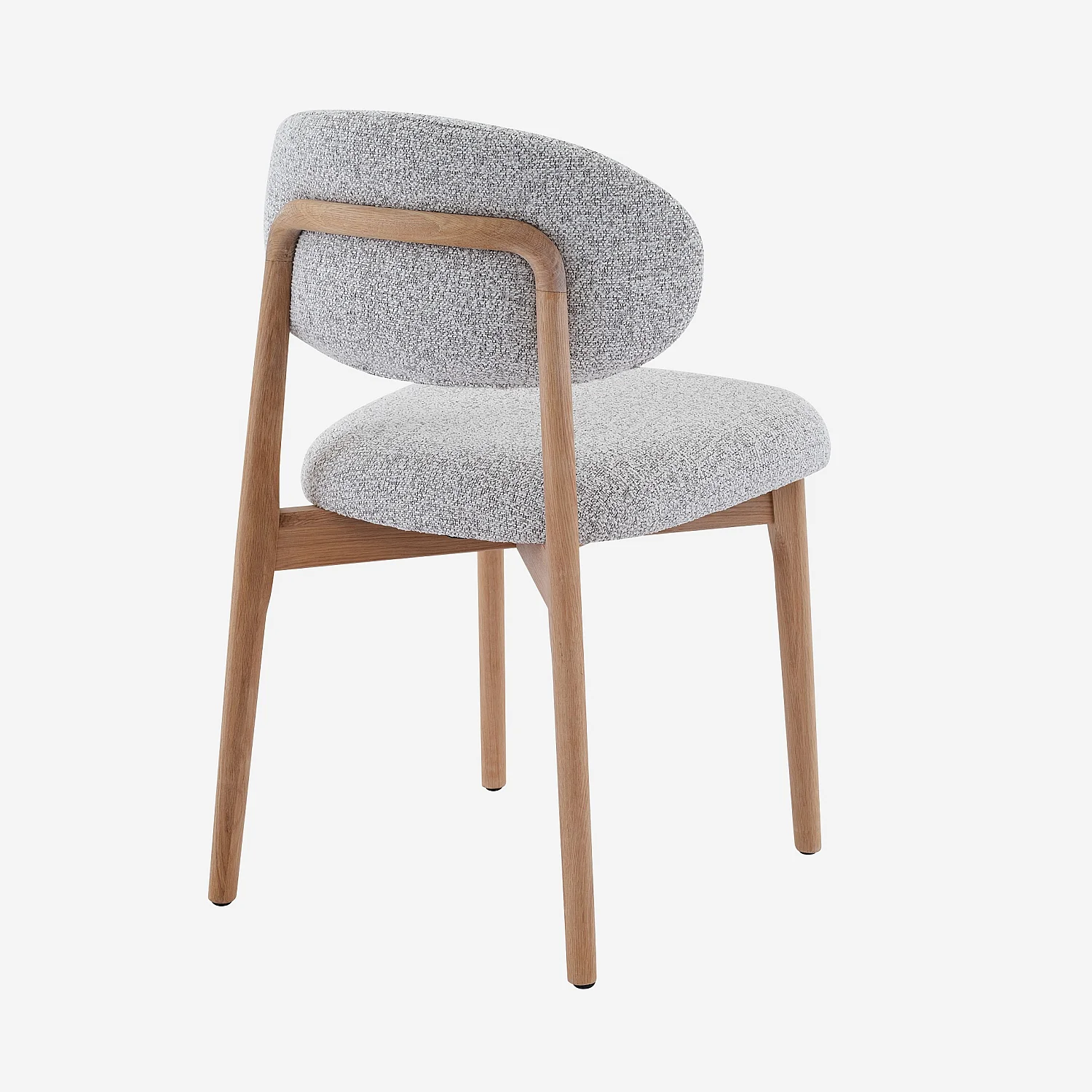 Lot de 2 chaises en tissu texturé et chêne massif - Gris chiné - 5