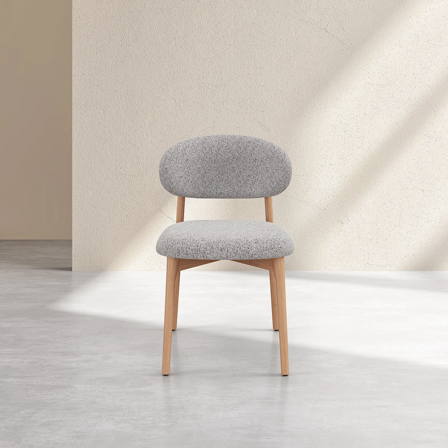 Set di 2 sedie in tessuto texture e massello di rovere - Beige mélange - 3