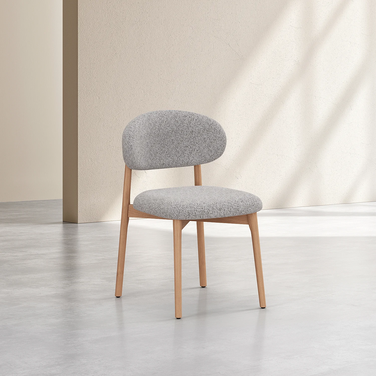 Set di 2 sedie in tessuto texture e massello di rovere - Beige mélange - 6