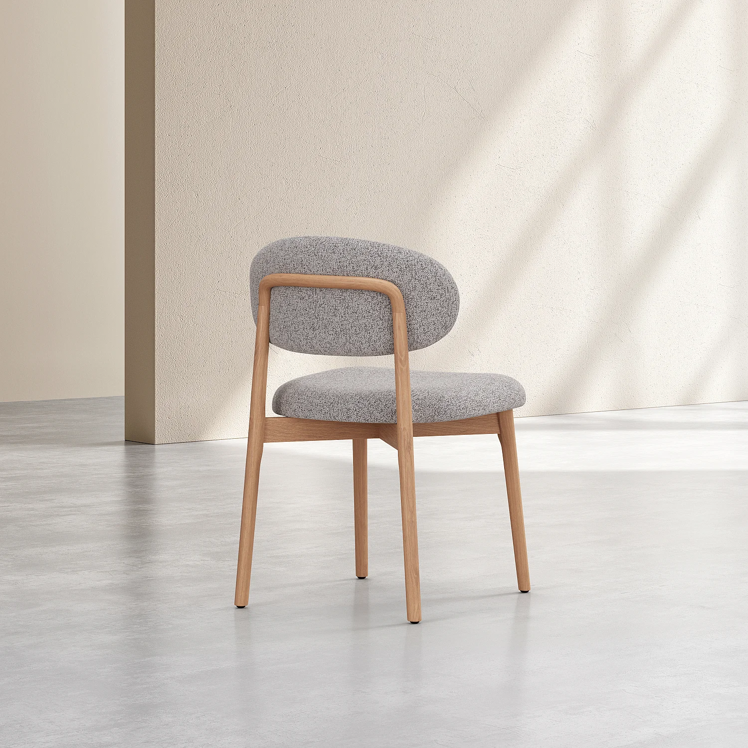 Set di 2 sedie in tessuto texture e massello di rovere - Beige mélange - 5