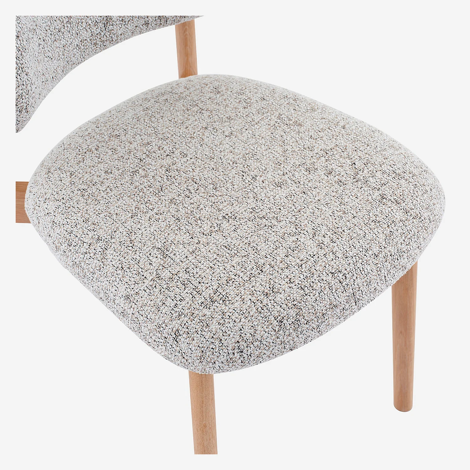 Lot de 2 chaises en tissu texturé et chêne massif - Beige chiné - 2