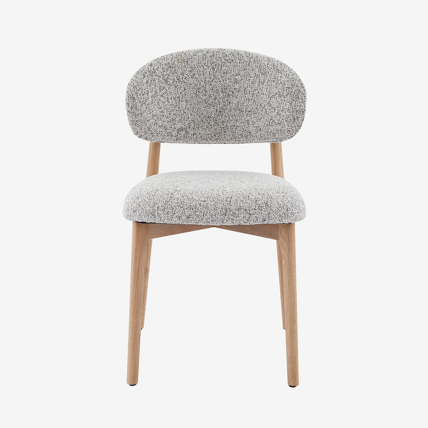 Lot de 2 chaises en tissu texturé et chêne massif - Beige chiné - 4