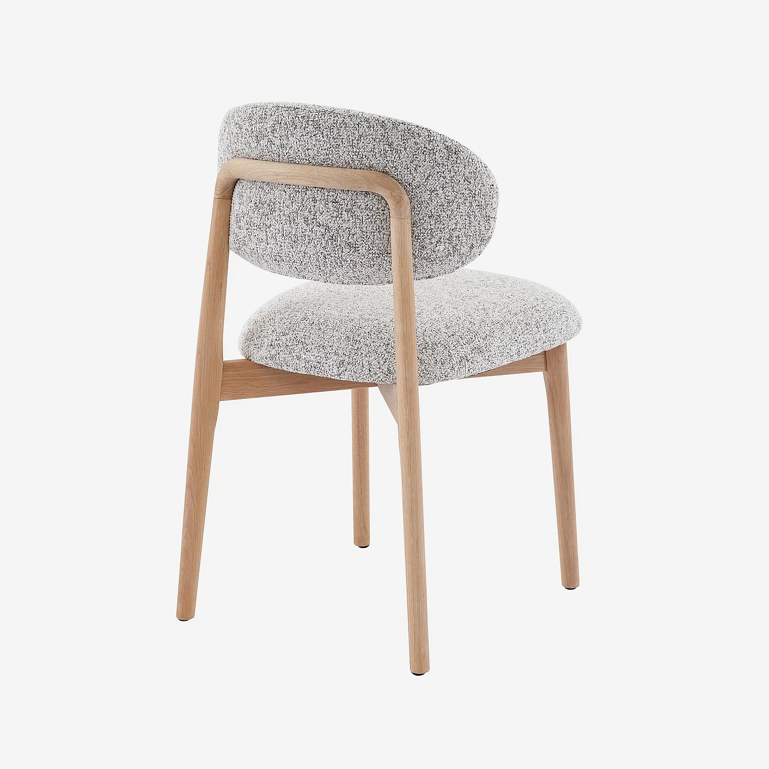 Lot de 2 chaises en tissu texturé et chêne massif - Beige chiné - 5