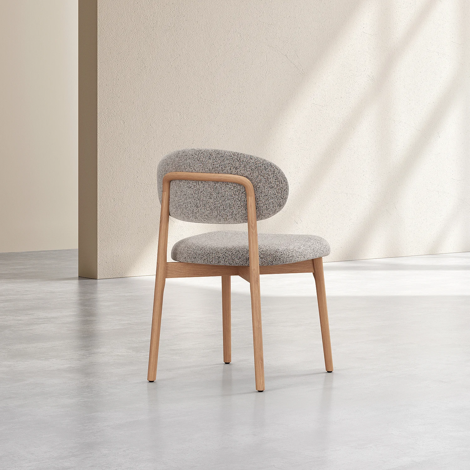 Set di 2 sedie in tessuto testurizzato e rovere massiccio - Grigio melange - 6