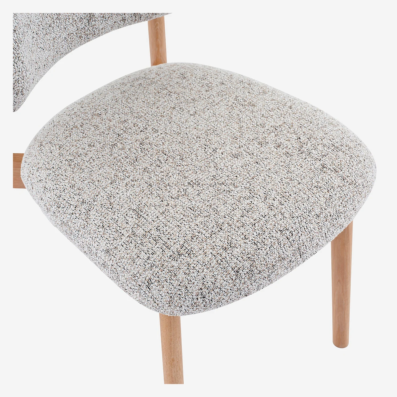 Set aus 2 Stühlen aus geflochtenem Stoff und massiver Eiche - Meliertes Grau - 2