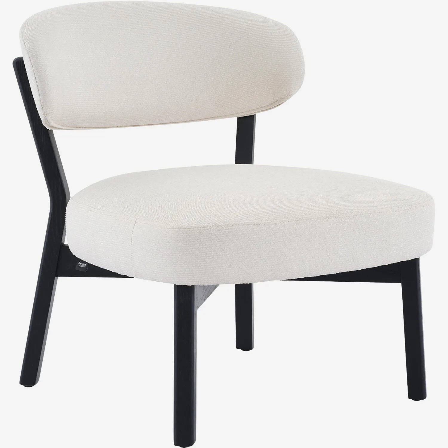 Fauteuil en tissu texturé et chêne massif noir - Écru