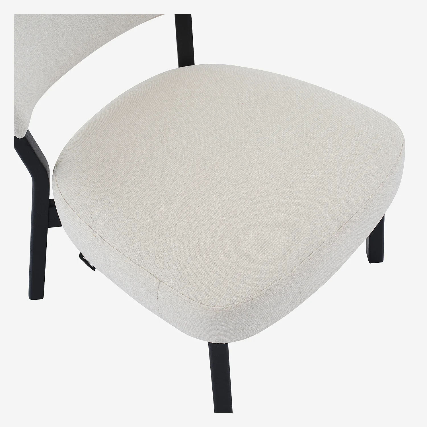 Fauteuil en tissu texturé et chêne massif noir - Écru - 3