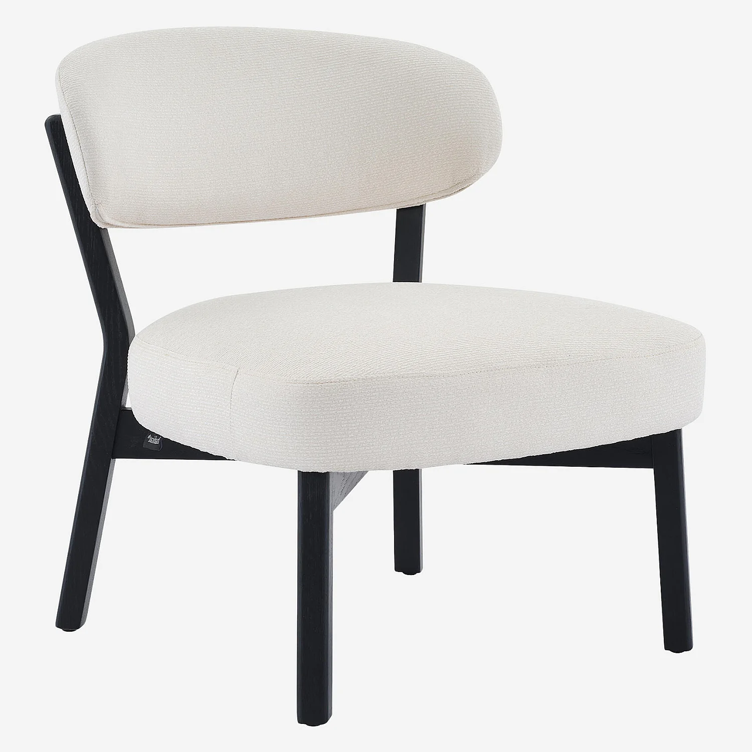 Fauteuil en tissu texturé et chêne massif noir - Écru - 5