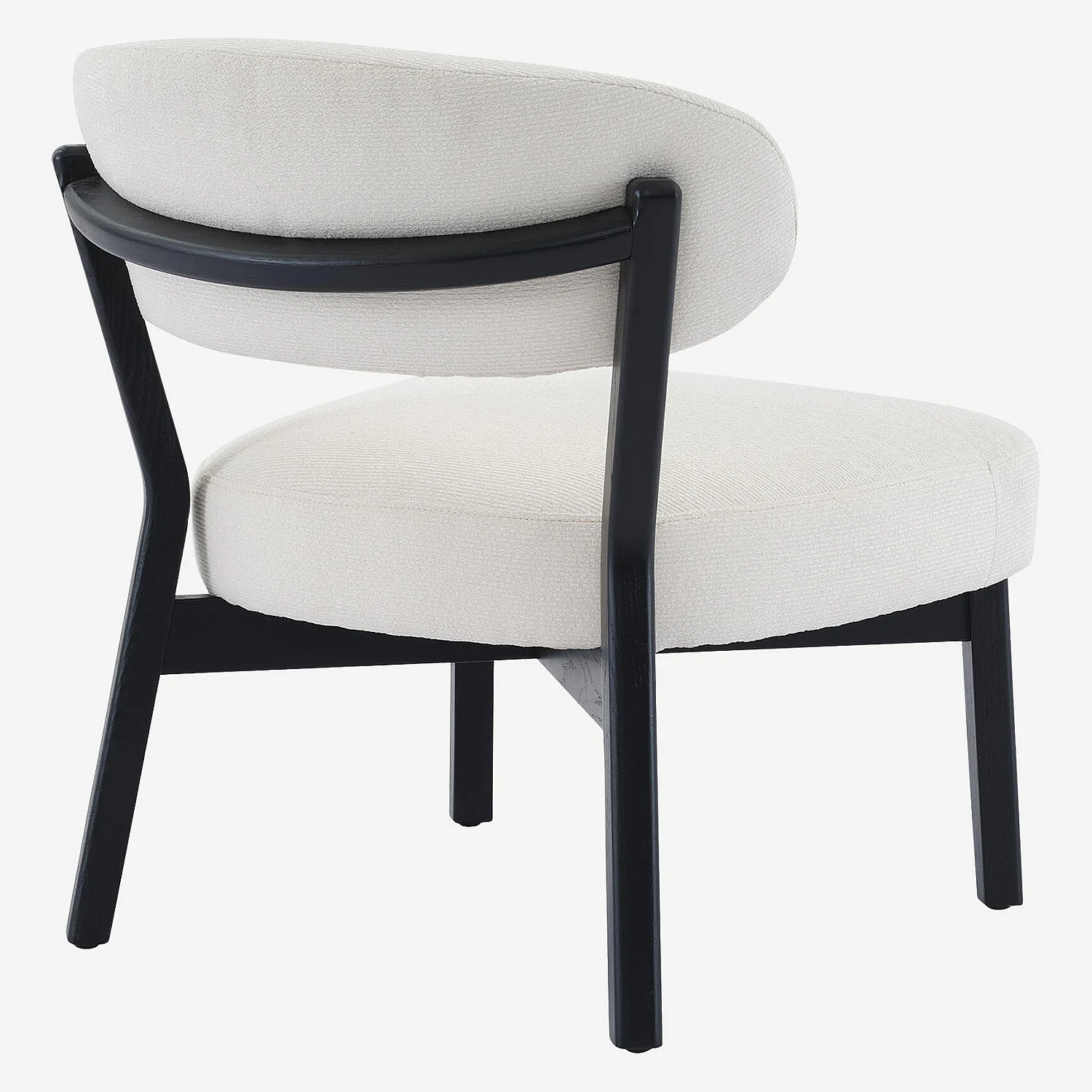 Fauteuil en tissu texturé et chêne massif noir - Écru - 7