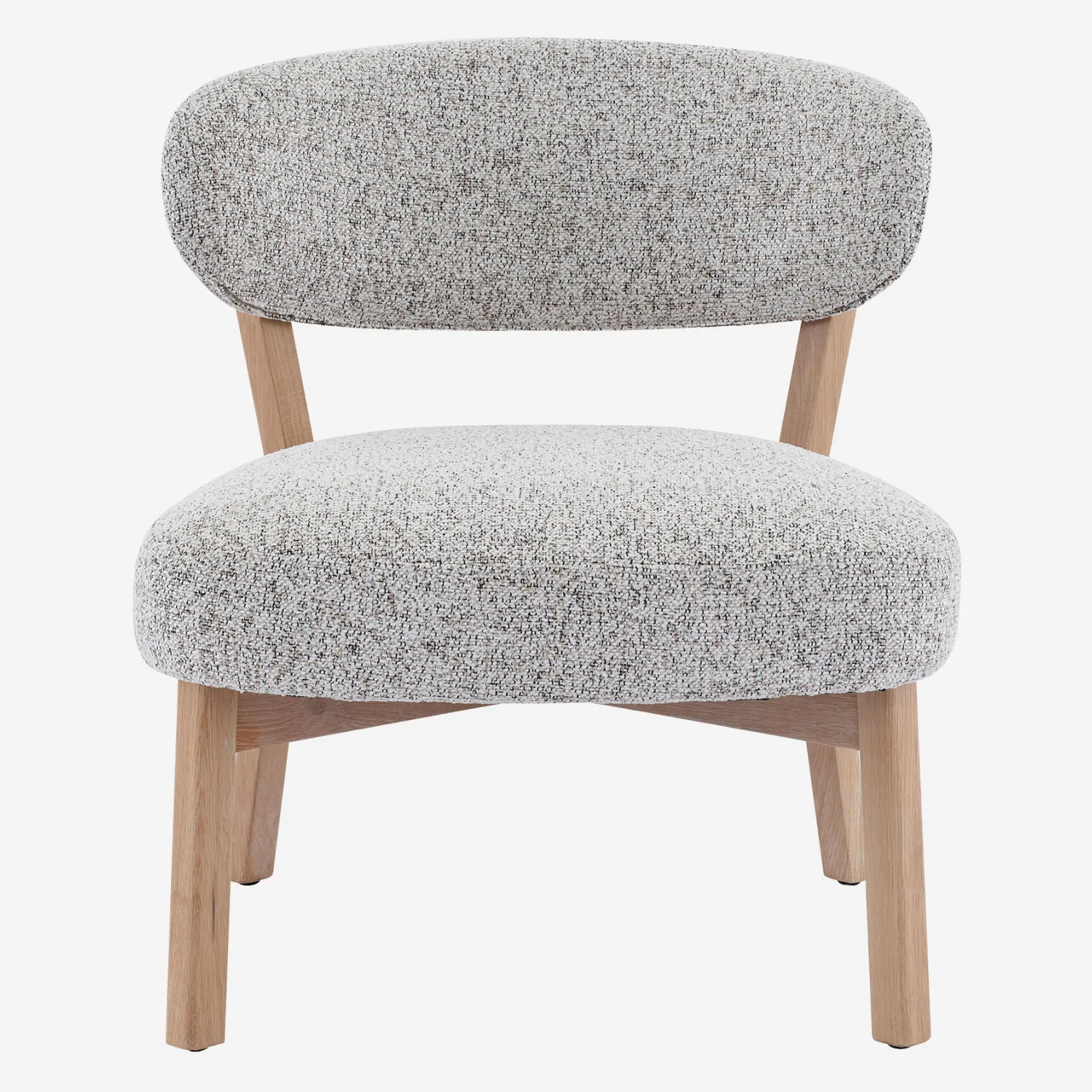Fauteuil en tissu texturé et chêne massif - Beige chiné - 1