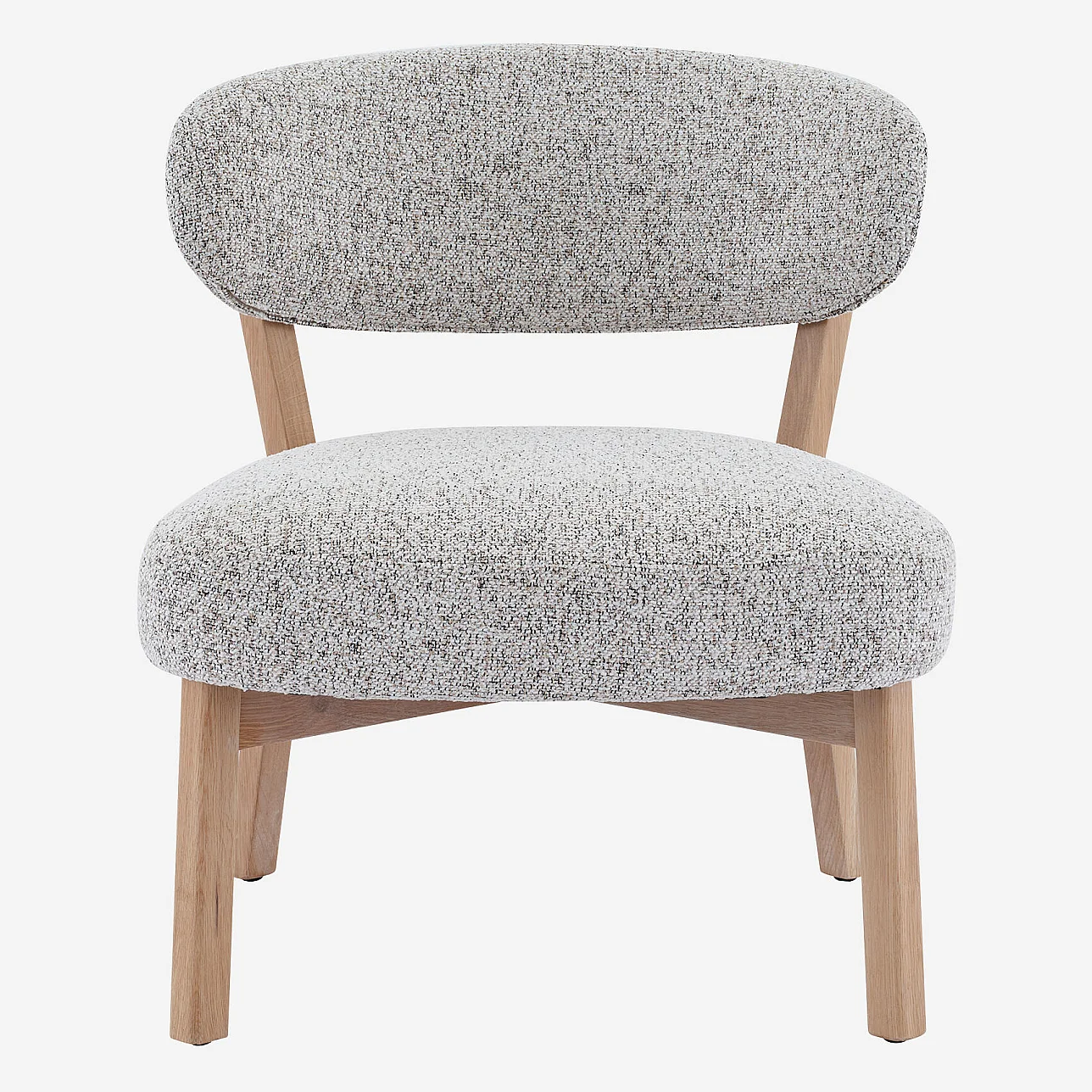 Fauteuil en tissu texturé et chêne massif - Beige chiné - 2