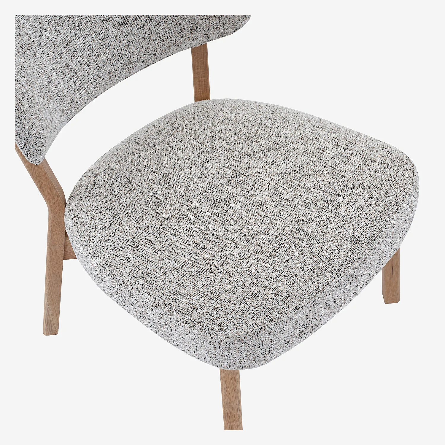 Fauteuil en tissu texturé et chêne massif - Beige chiné - 3