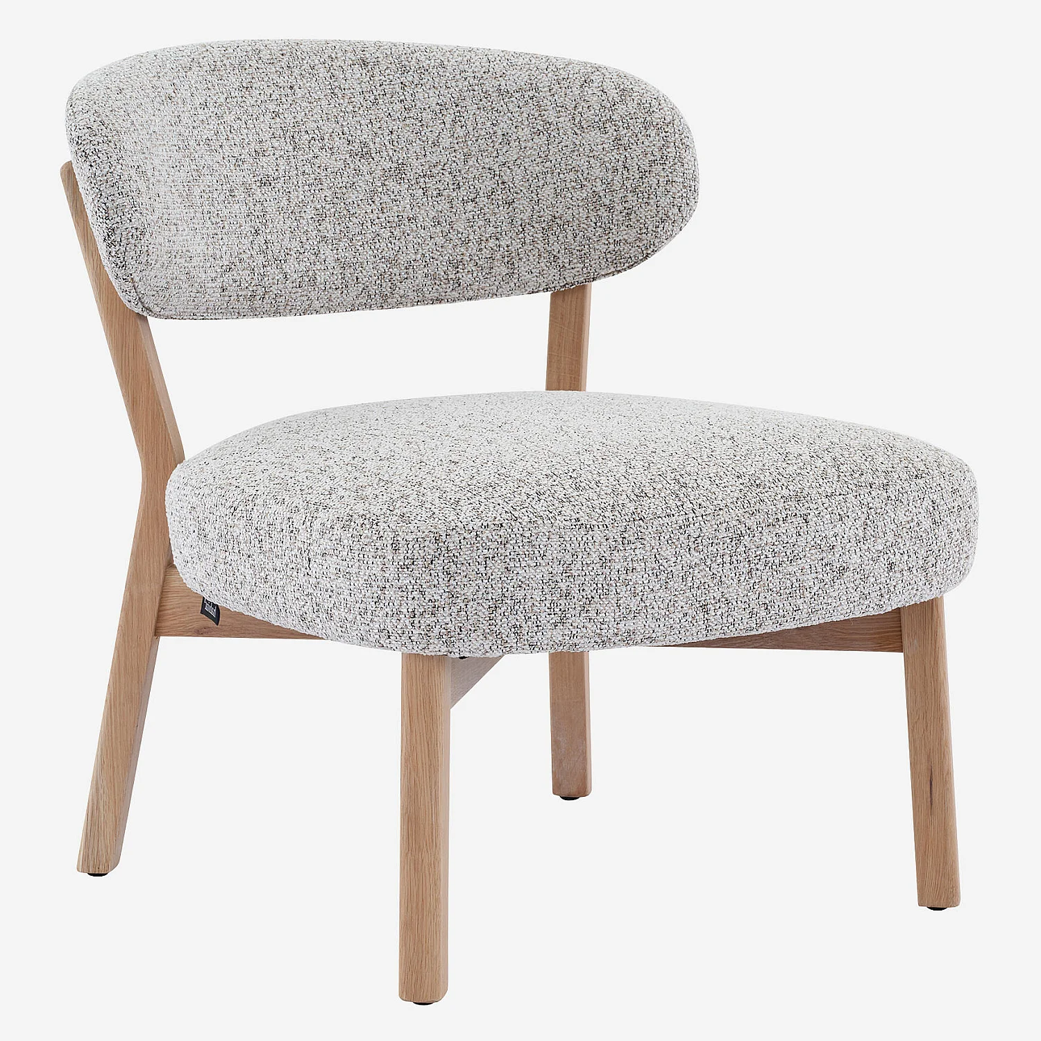 Fauteuil en tissu texturé et chêne massif - Beige chiné - 5