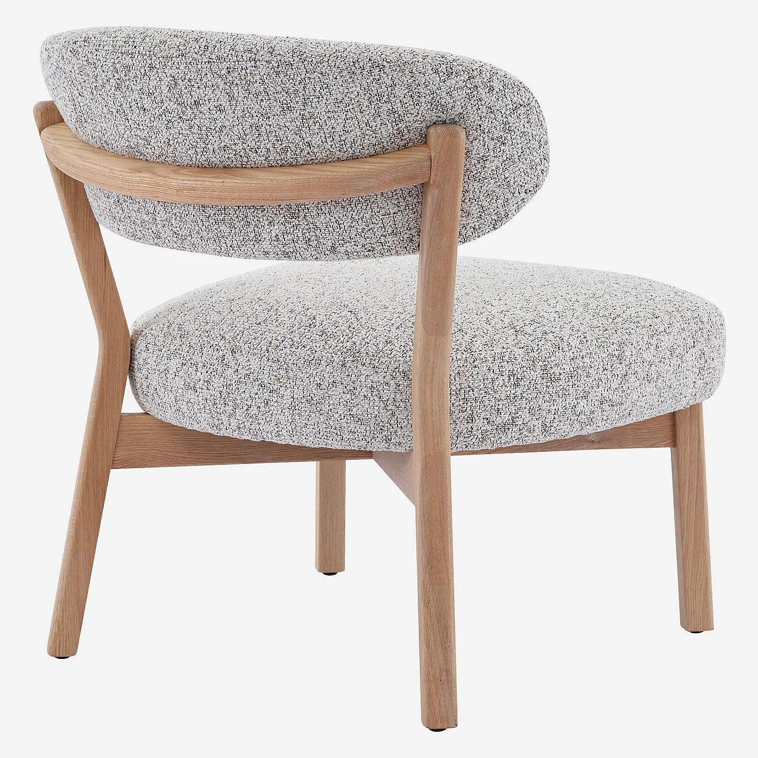 Fauteuil en tissu texturé et chêne massif - Beige chiné - 6