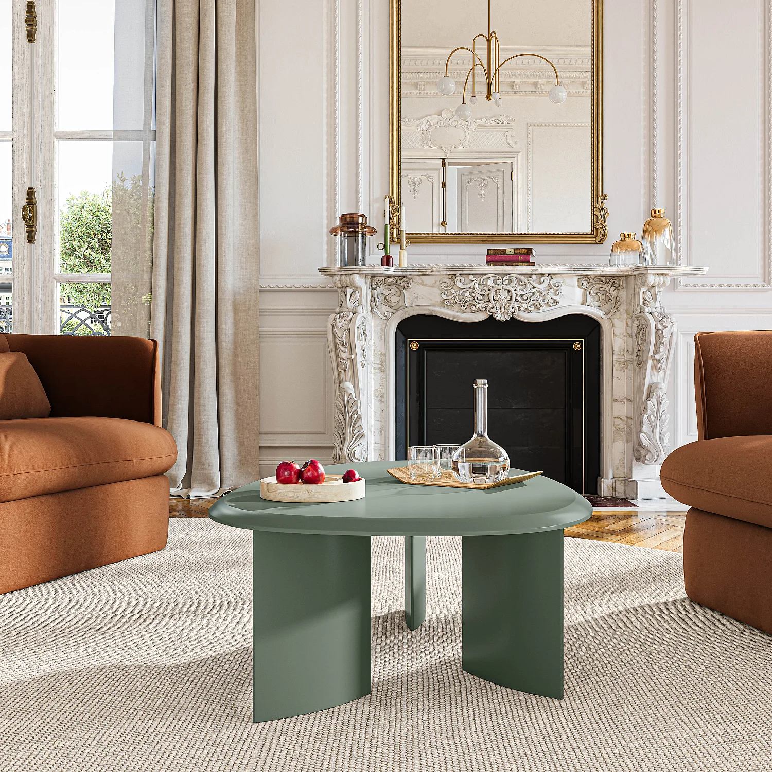 Table basse organique finition mate - Vert argile - 3