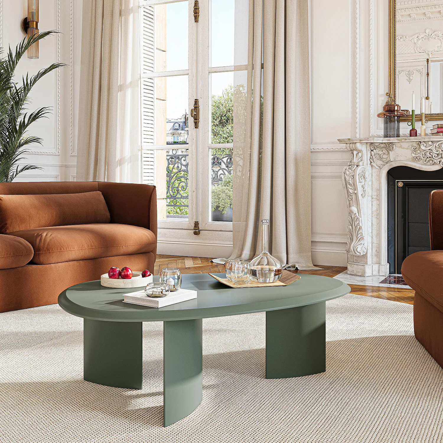 Table basse organique finition mate - Vert argile - 1