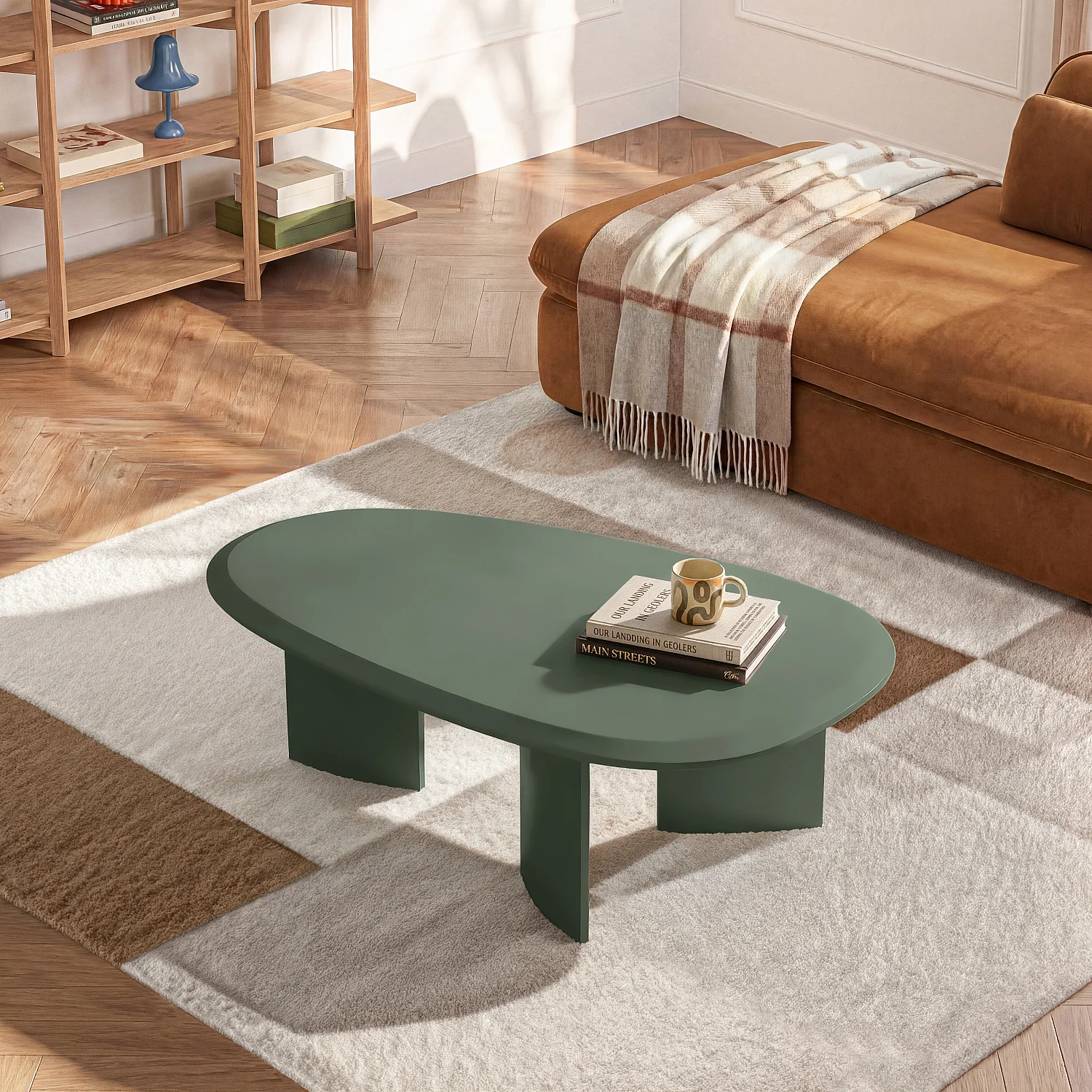Mesa de centro orgânica acabamento fosco - Verde argila - 1