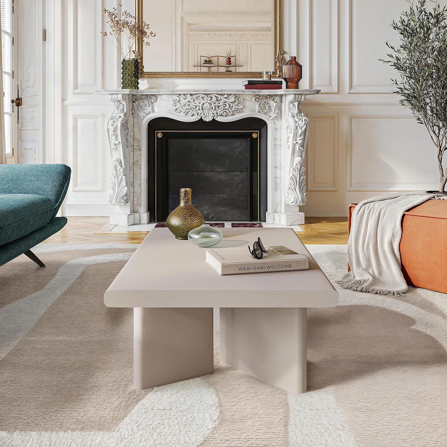 Table basse rectangulaire finition mate - Crème - 3