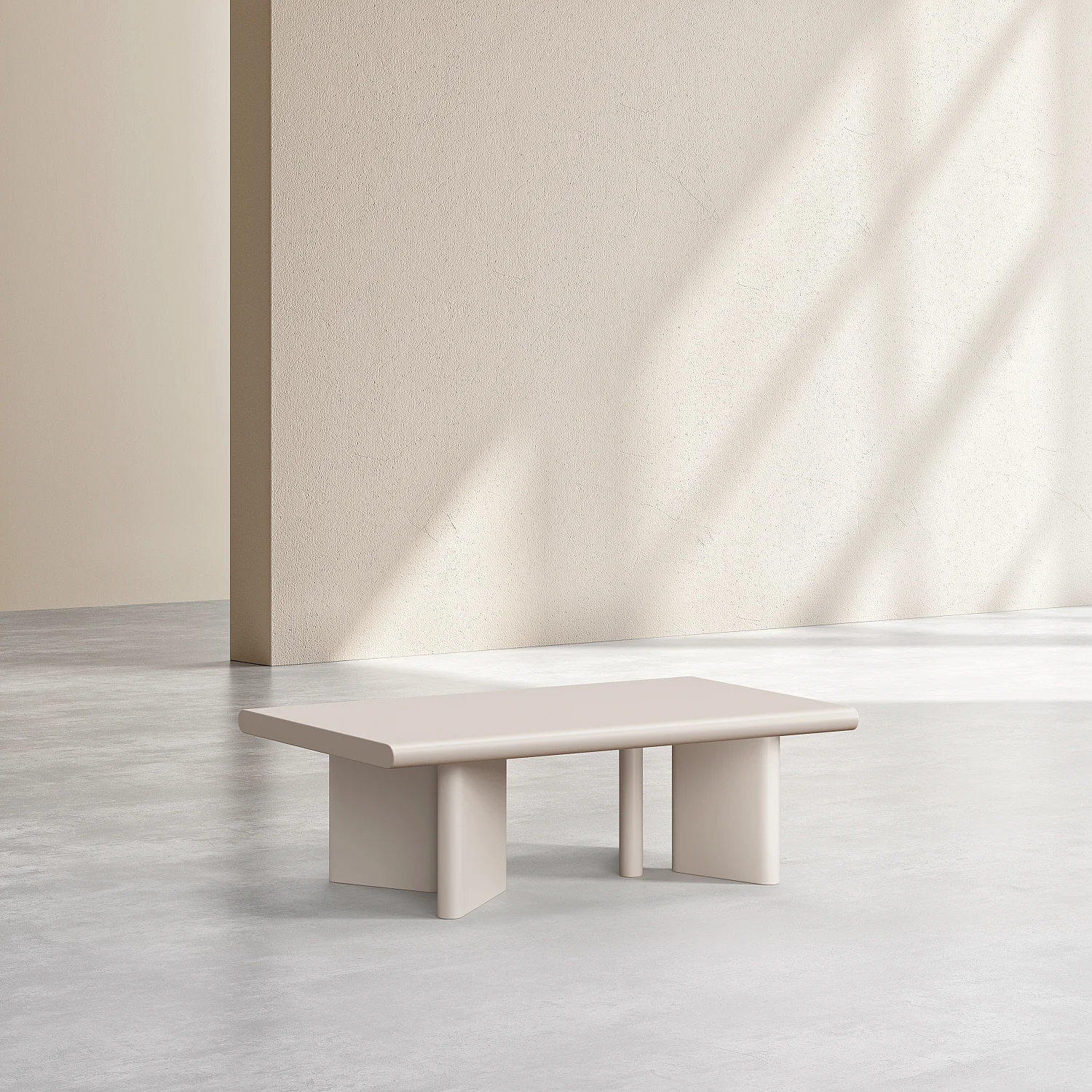 Table basse rectangulaire finition mate - Crème - 6