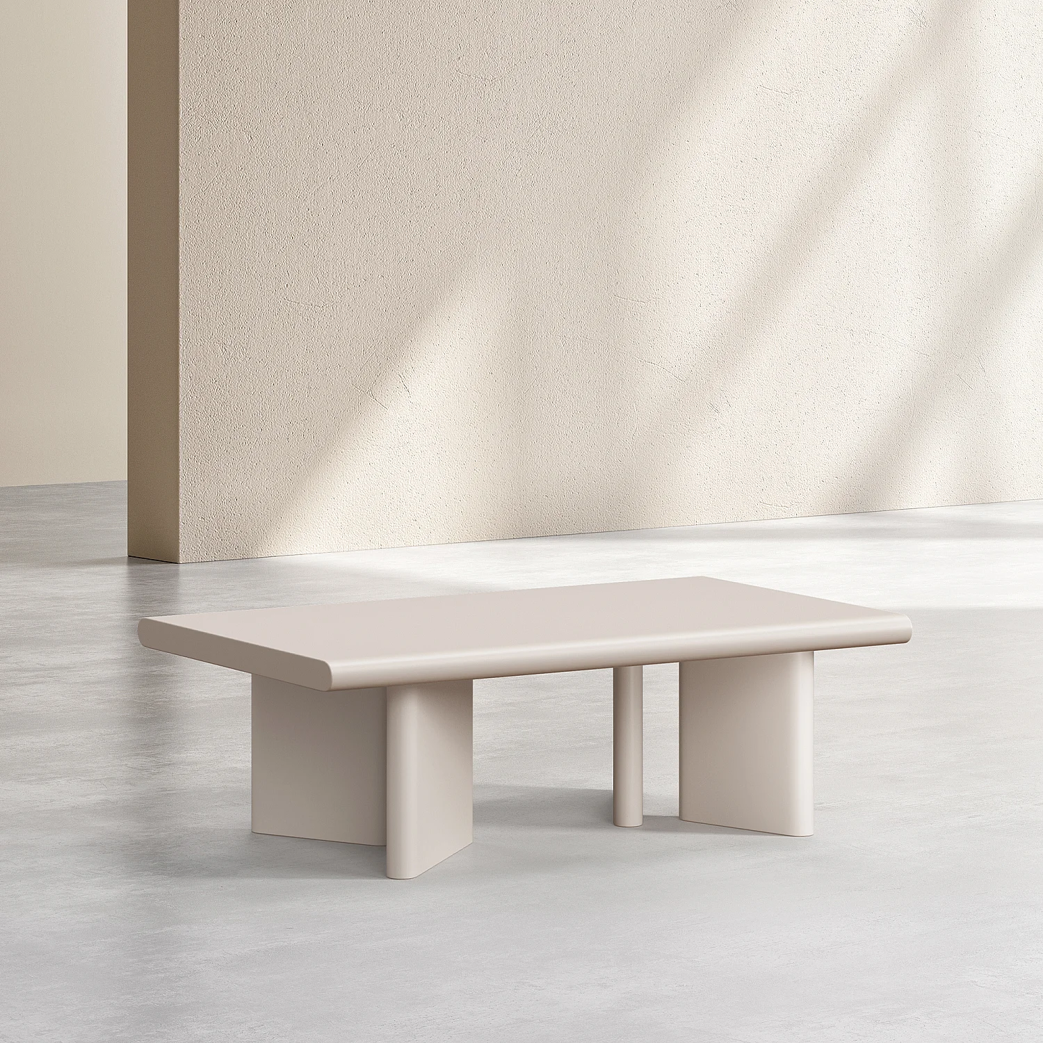 Mesa de centro retangular com acabamento fosco - Creme - 5