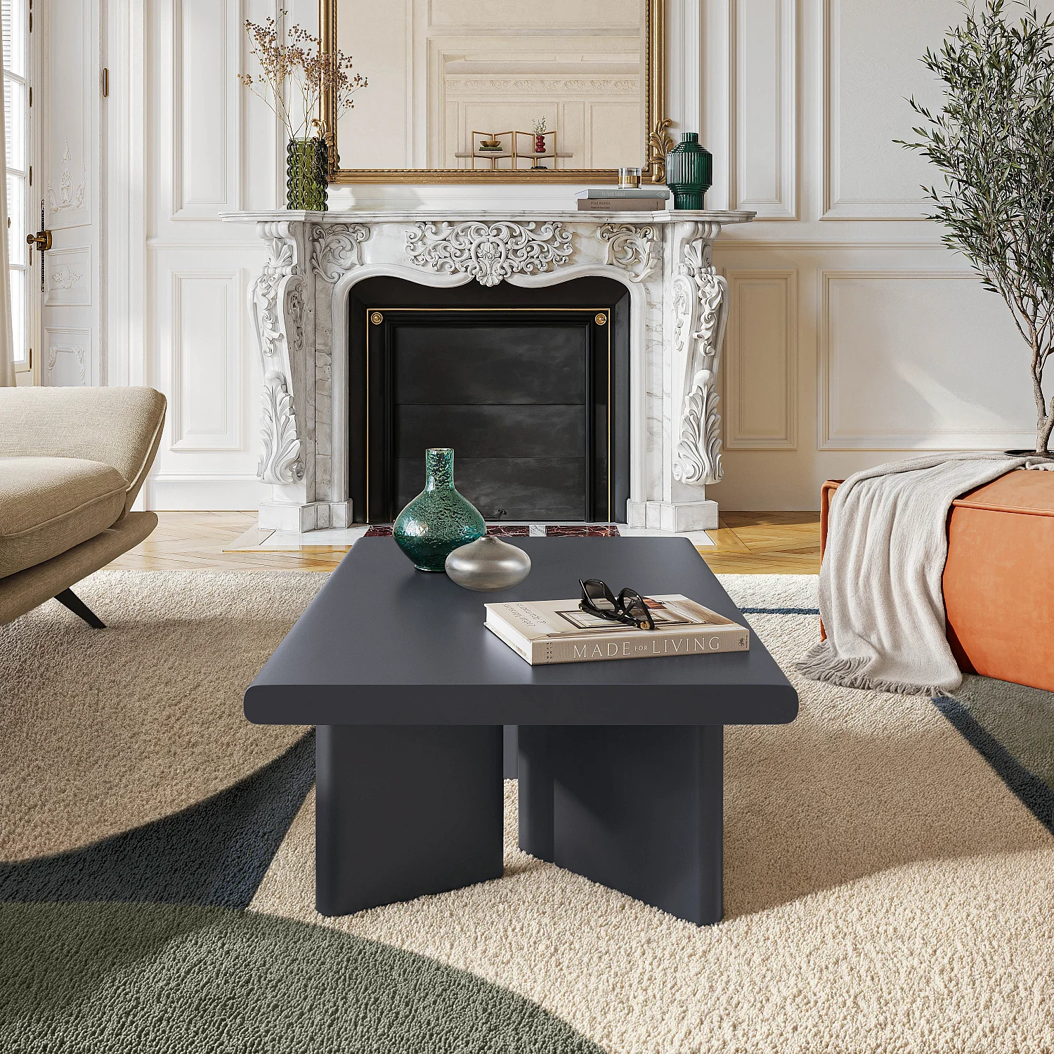 Tavolino rettangolare in finitura opaca - Grigio antracite - 3