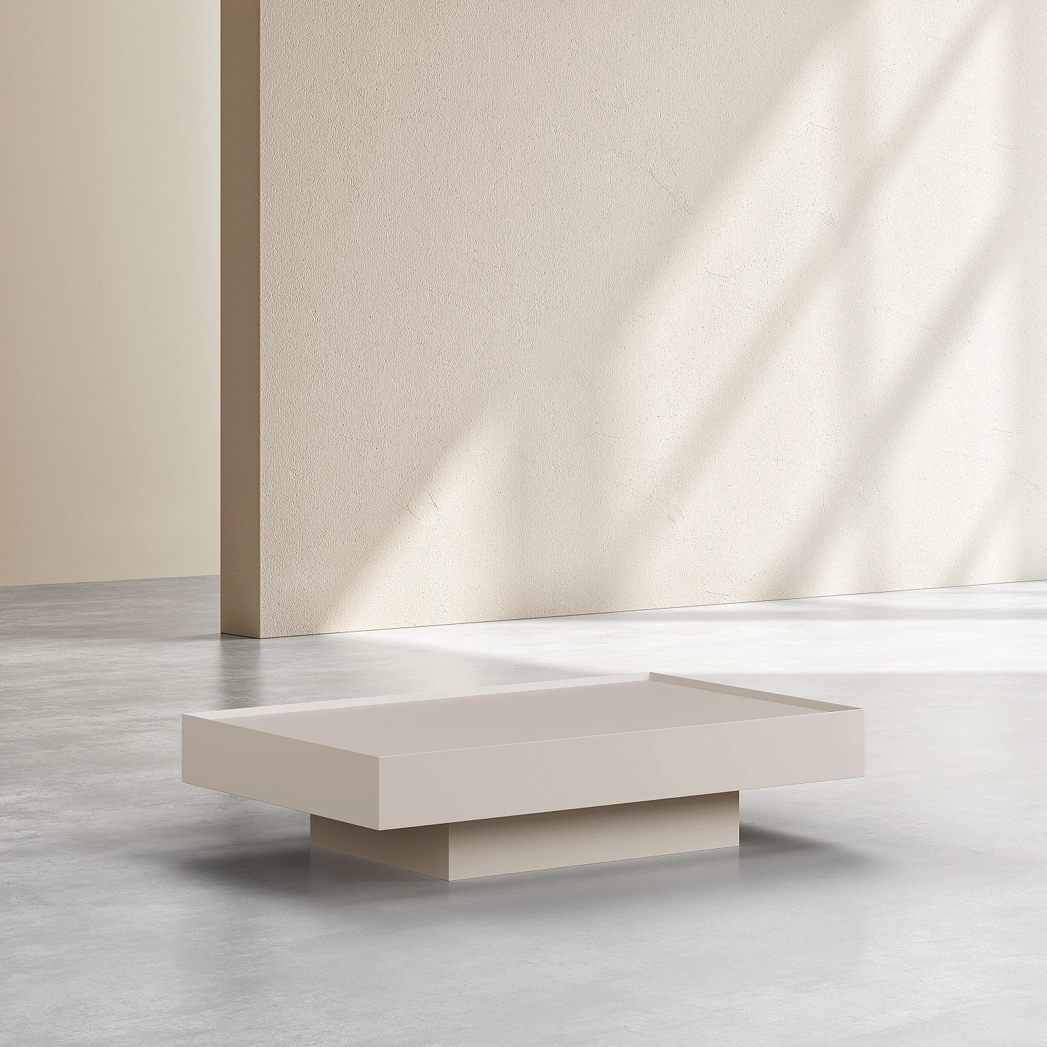 Table basse avec tiroir coulissant - Crème - 4