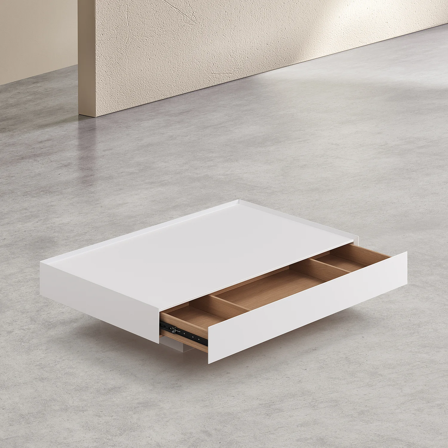 Table basse avec tiroir coulissant - Blanc polaire - 7