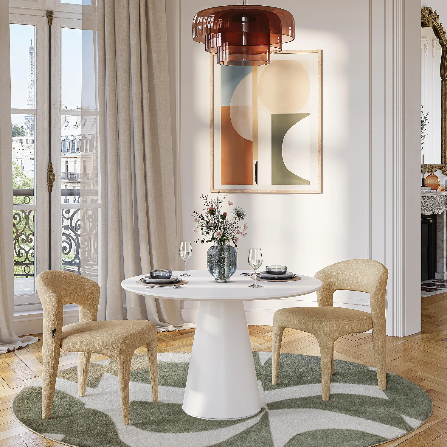 Matte ronde tafel - Wit - 1