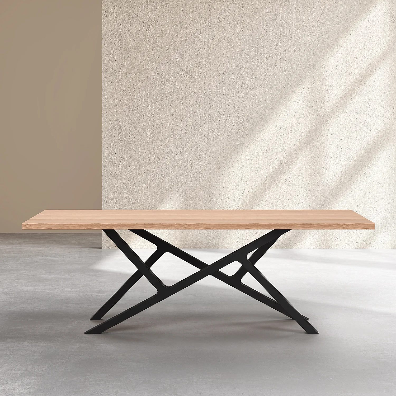 Table rectangulaire en chêne et pieds en métal - Naturel - 2