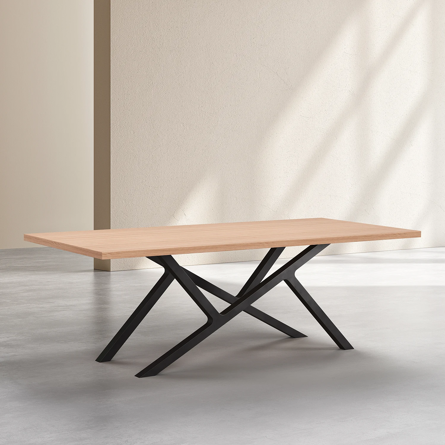 Table rectangulaire en chêne et pieds en métal - Naturel - 5