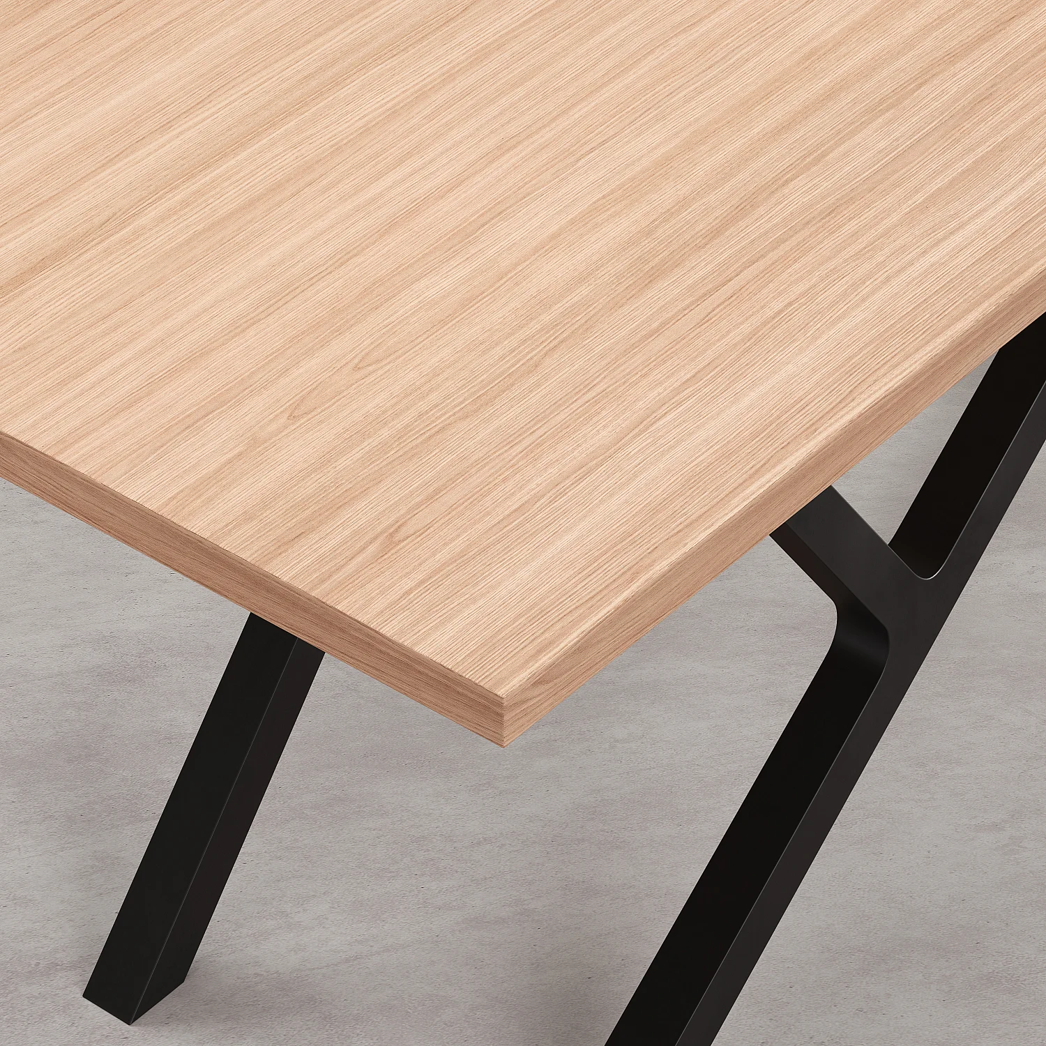 Table rectangulaire en chêne et pieds en métal - Naturel - 7