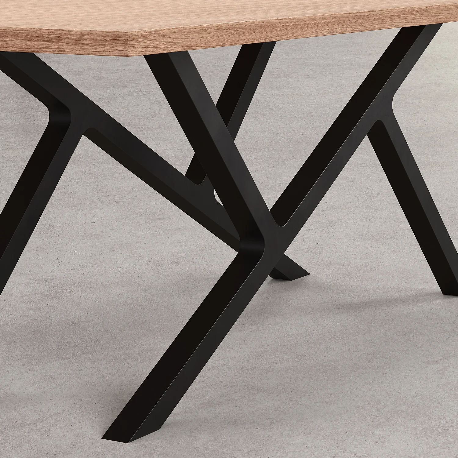 Table rectangulaire en chêne et pieds en métal - Naturel - 3