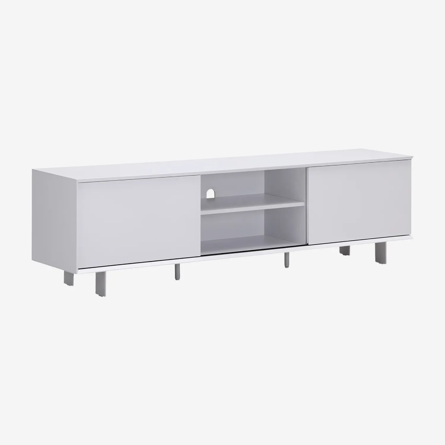 Meuble TV avec portes coulissantes et pieds en métal  - Blanc polaire