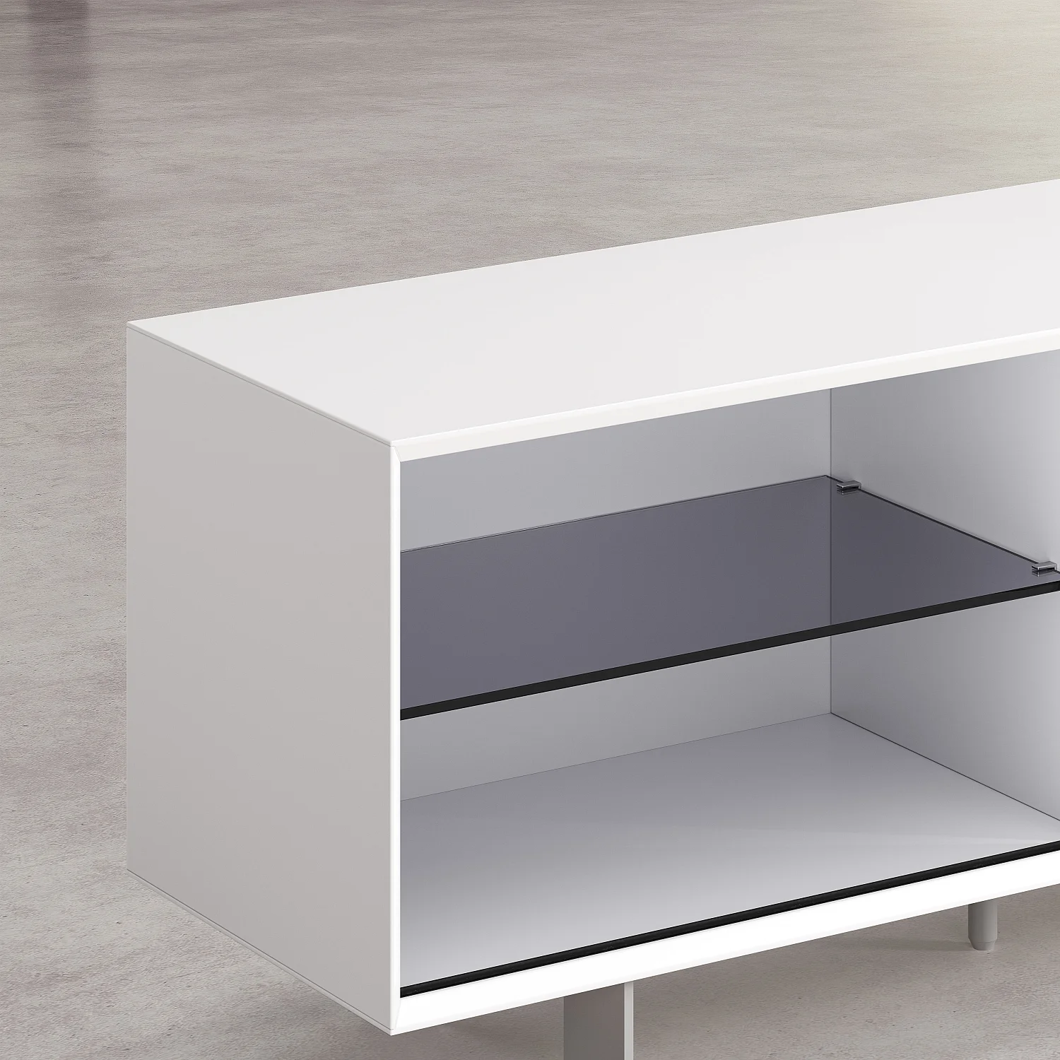 Meuble TV avec portes coulissantes et pieds en métal  - Blanc polaire - 4