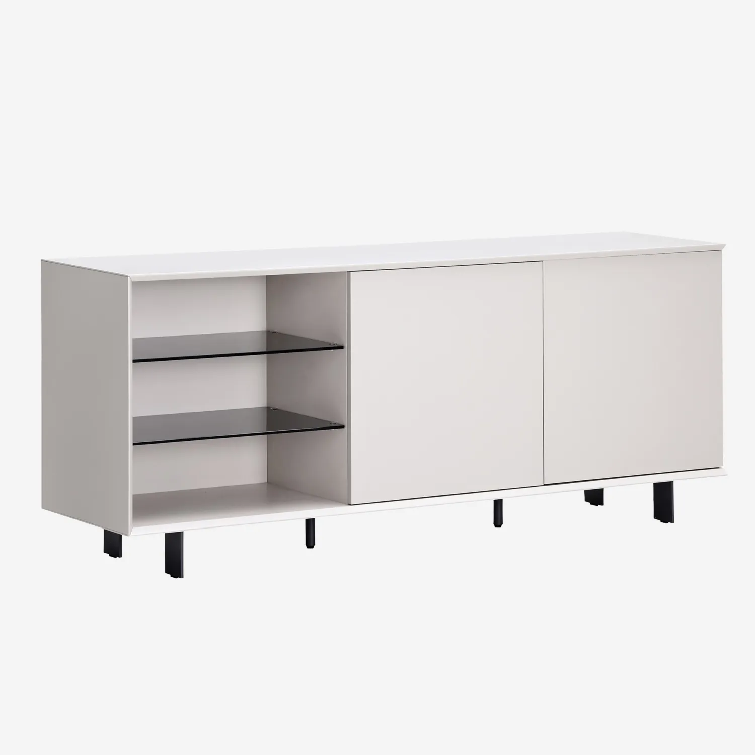 Buffet bas 2 portes et pieds en métal - Crème