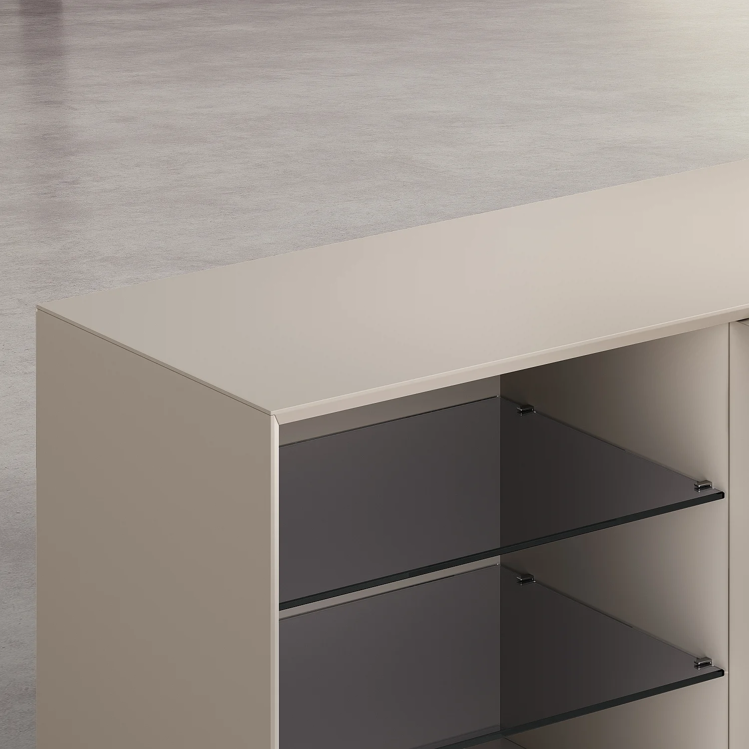 Niedriges Sideboard mit 2 Türen und Metallbeinen - Creme - 4