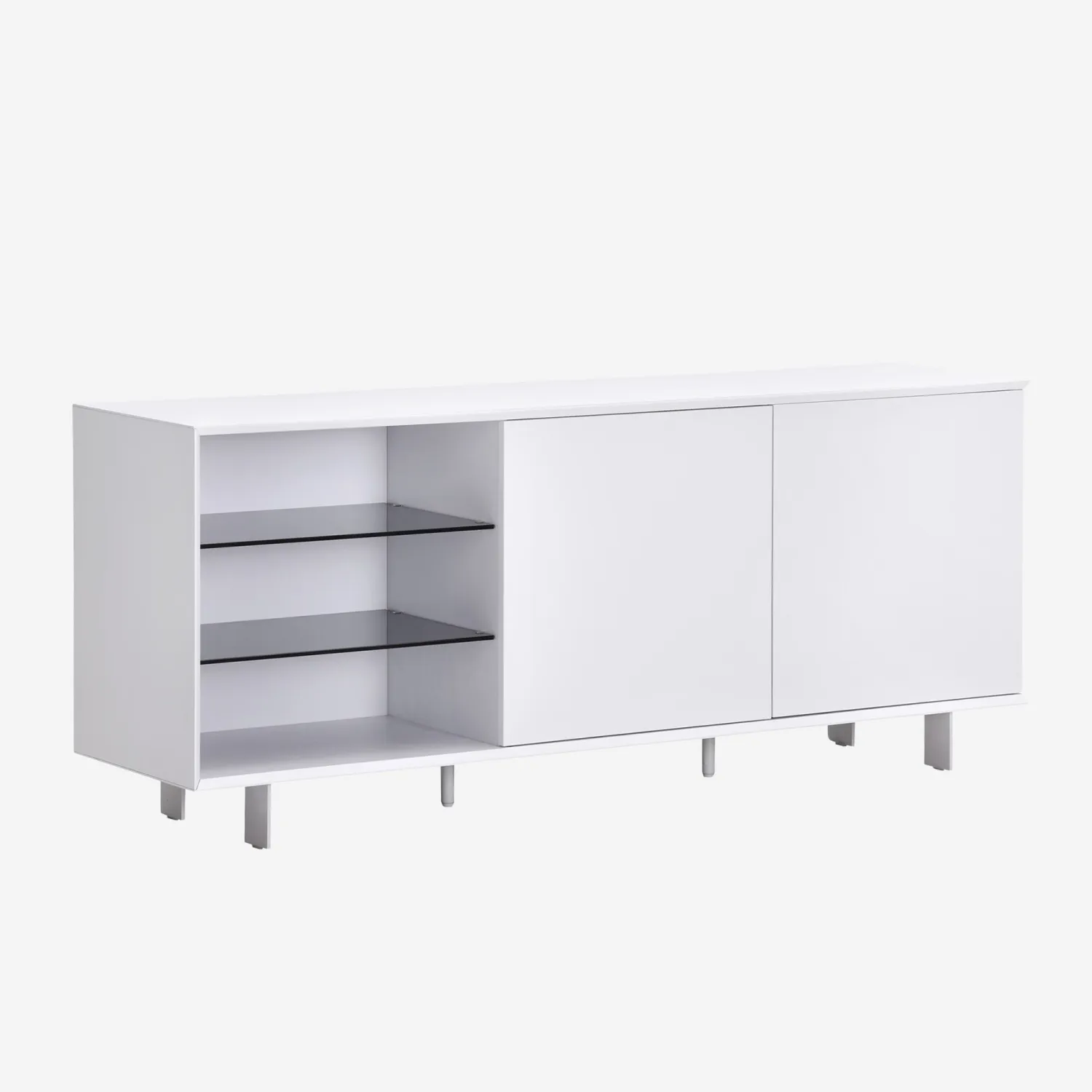 Buffet bas 2 portes et pieds en métal - Blanc polaire