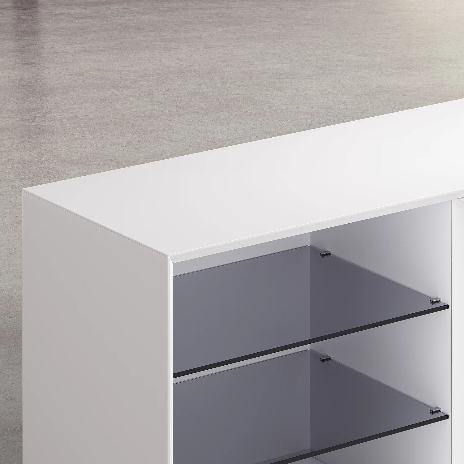 Buffet bas 2 portes et pieds en métal - Blanc polaire - 7