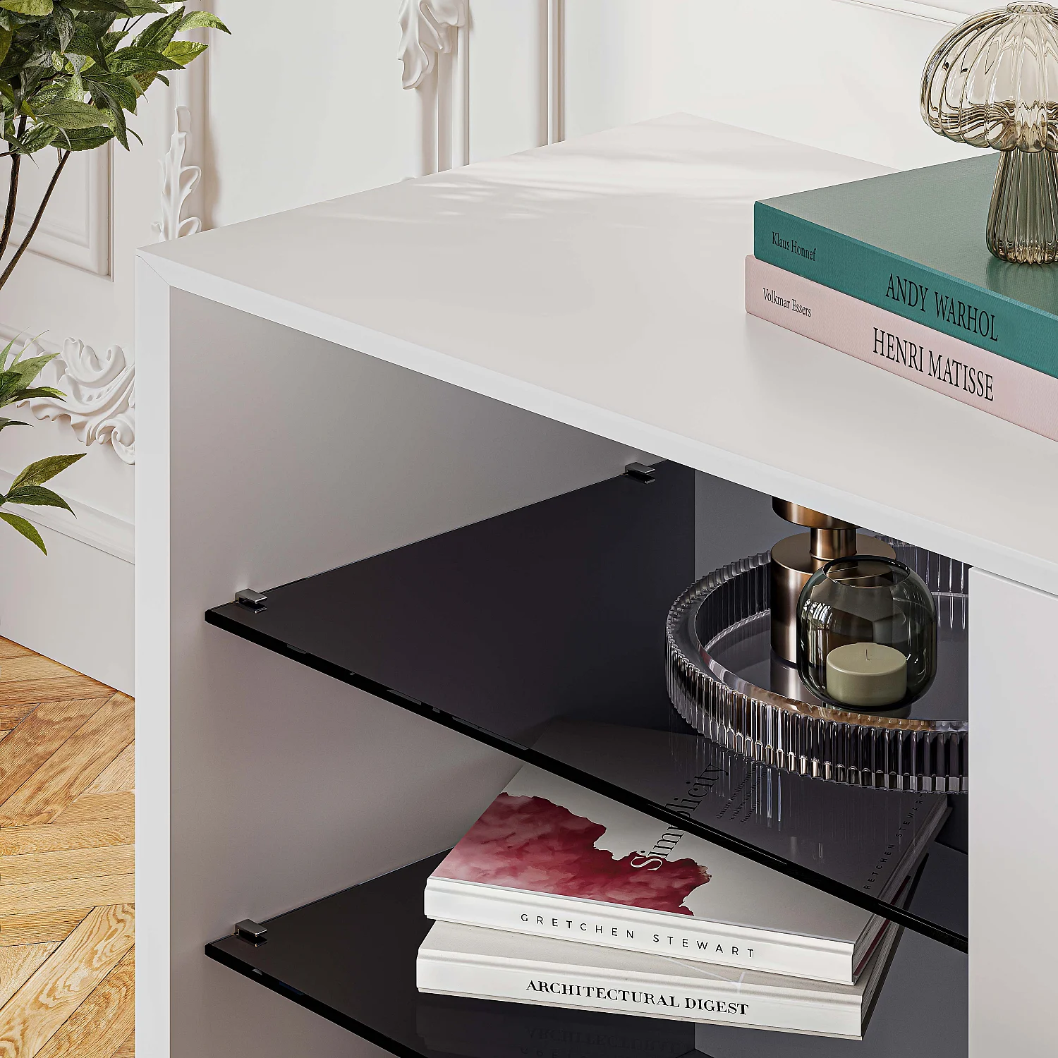 Lowboard mit 2 Türen und Metallbeinen - Polarschnee Weiß - 6