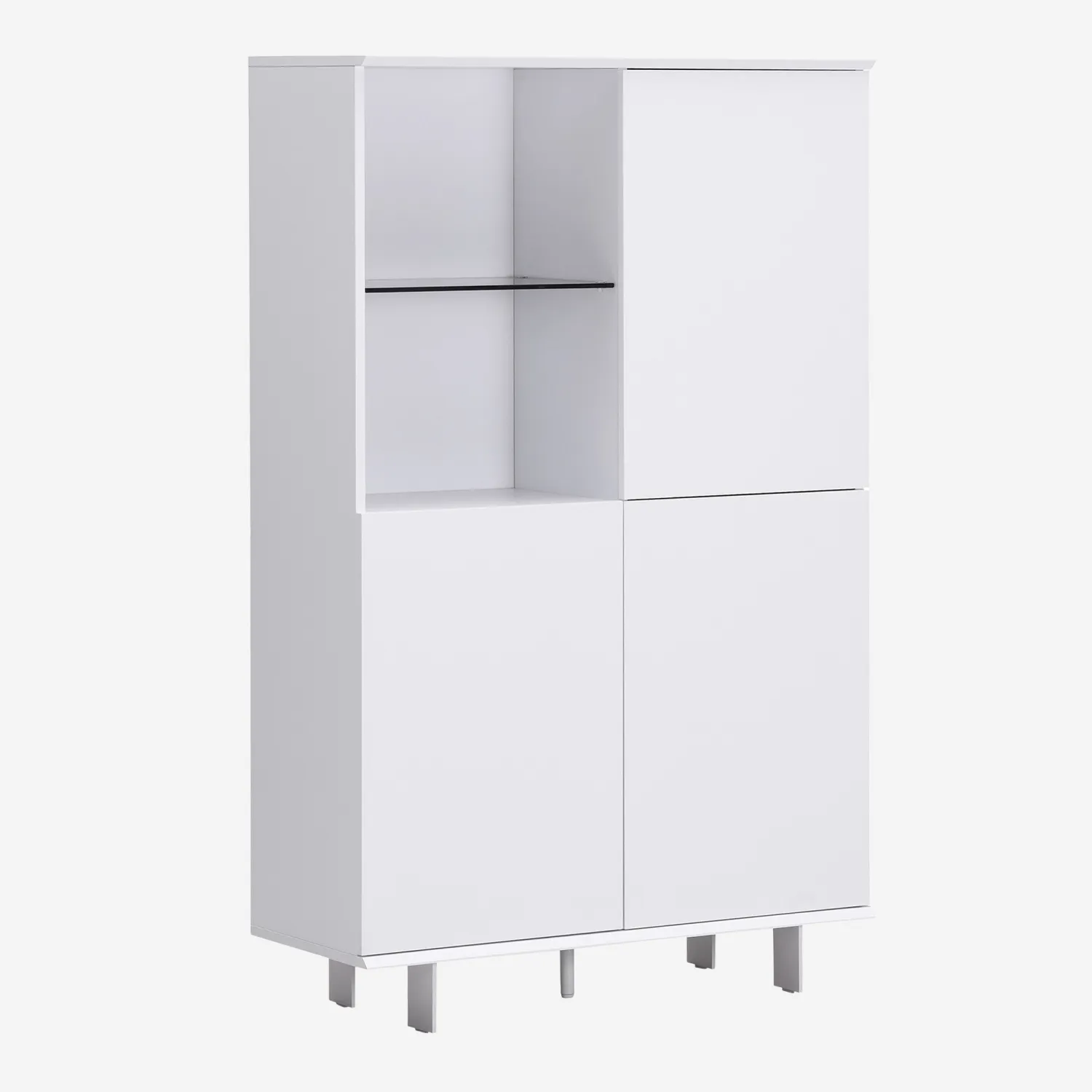 Buffet haut 3 portes et pieds en métal - Blanc polaire