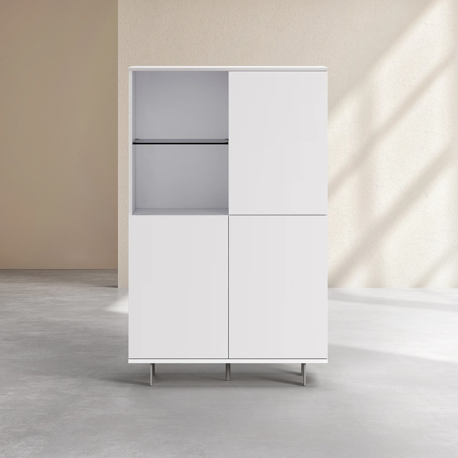 Buffet haut 3 portes et pieds en métal - Blanc polaire - 2