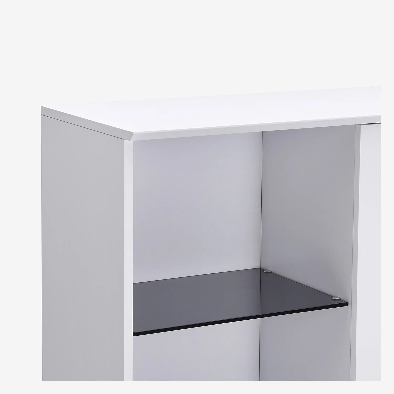 Buffet haut 3 portes et pieds en métal - Blanc polaire - 6